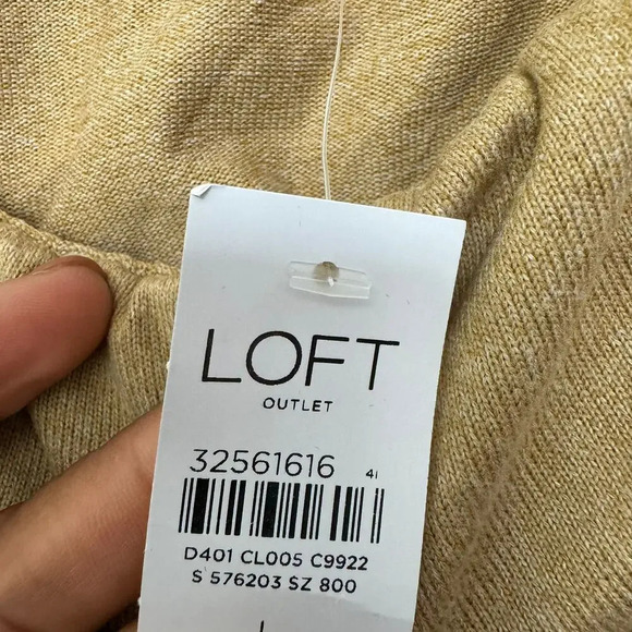 Ann Taylor LOFT Womens Blouse Top Size L Tan off Shoulder Long Sleeves NEW - Picture 5 of 8